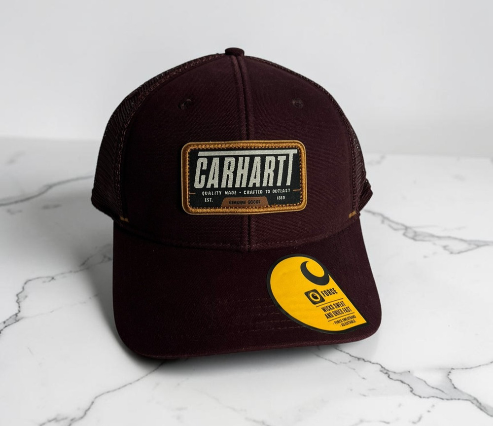 Carhartt Trucker Hat Burgundy Mesh Snapback Logo Patch Cap Adjustable OSFM
